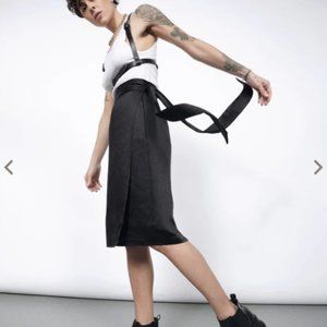 Wildfang The Empower Satin Wrap Skirt in Black Small